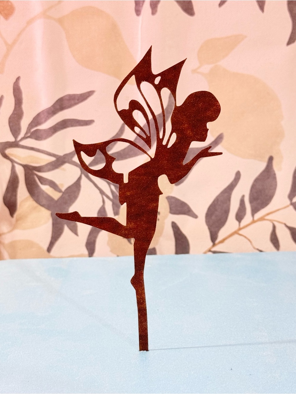 NWOT Rust Brown Fairy Silhouette Garden Stake - Decorative Home Art - Picture 2 of 4